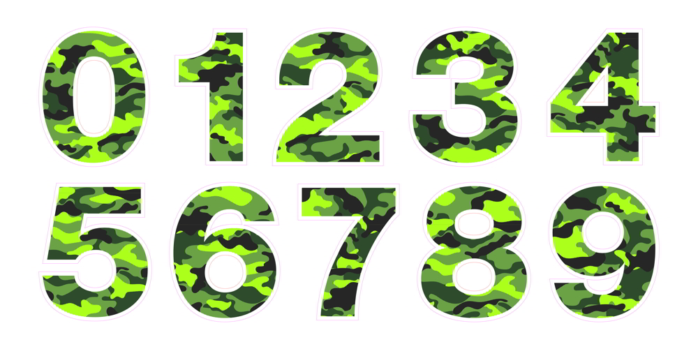 Green Camo Numbers Template